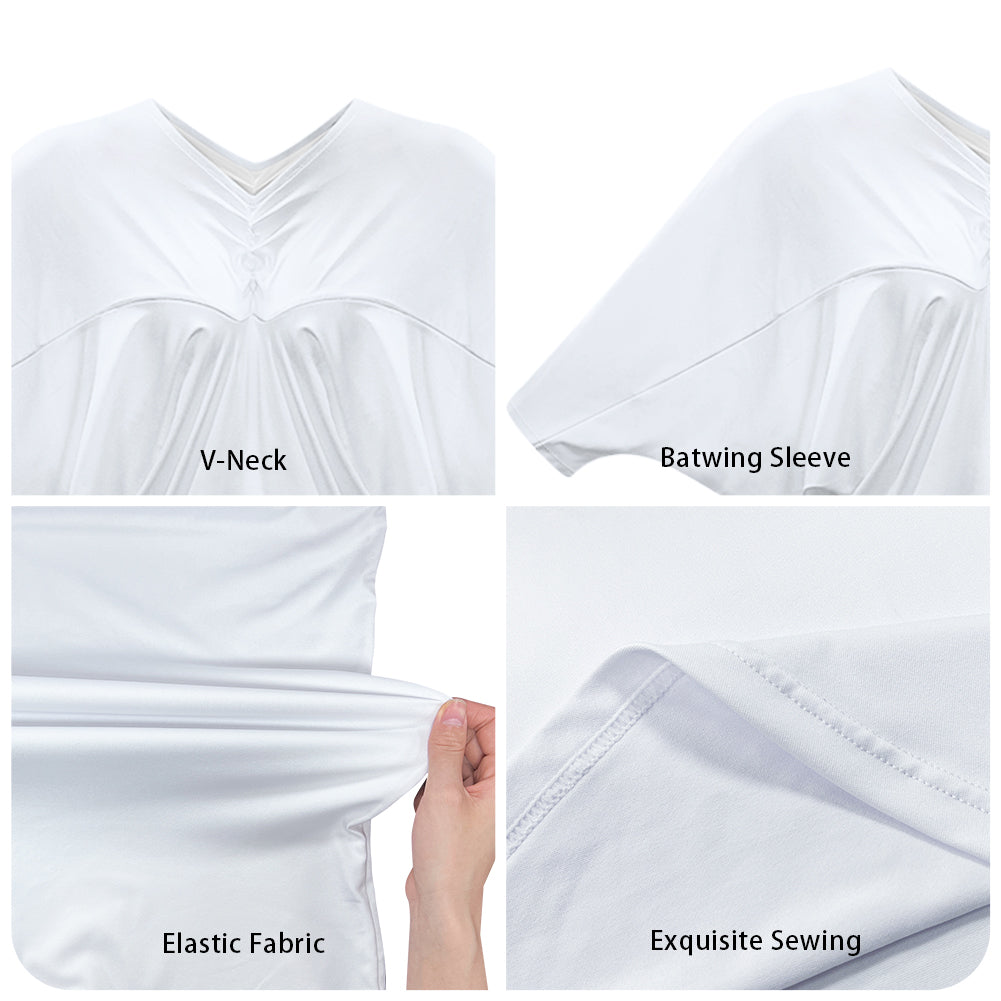 Polynesian V Neck Bat-Sleeve Hip Dress Up to 7XL