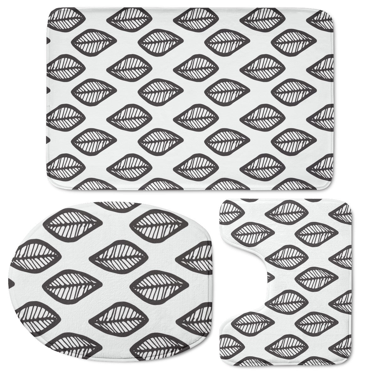 African Mud Print #16 Black and White Toilet Three Pieces Set