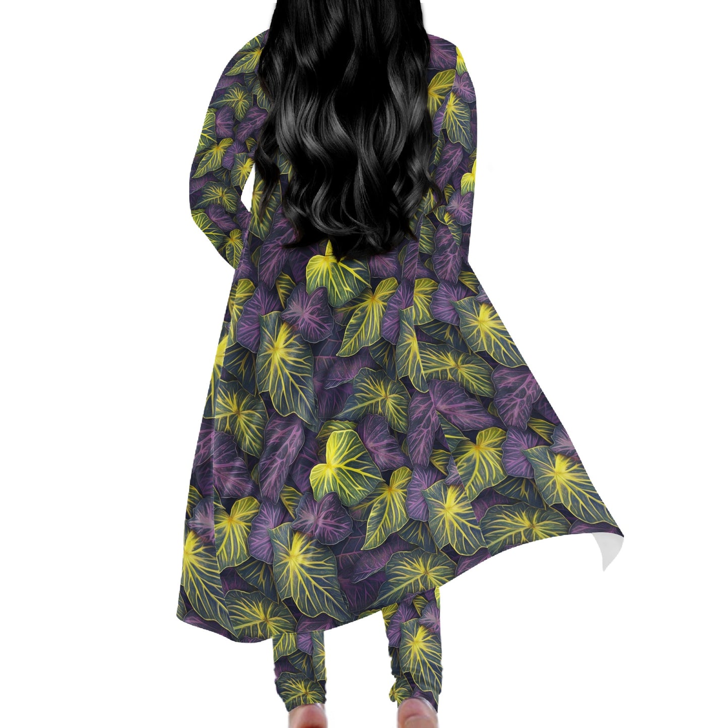 Luxtrini Iridescent Syngonium: Purple and Yellow Women Overalls Sportwear