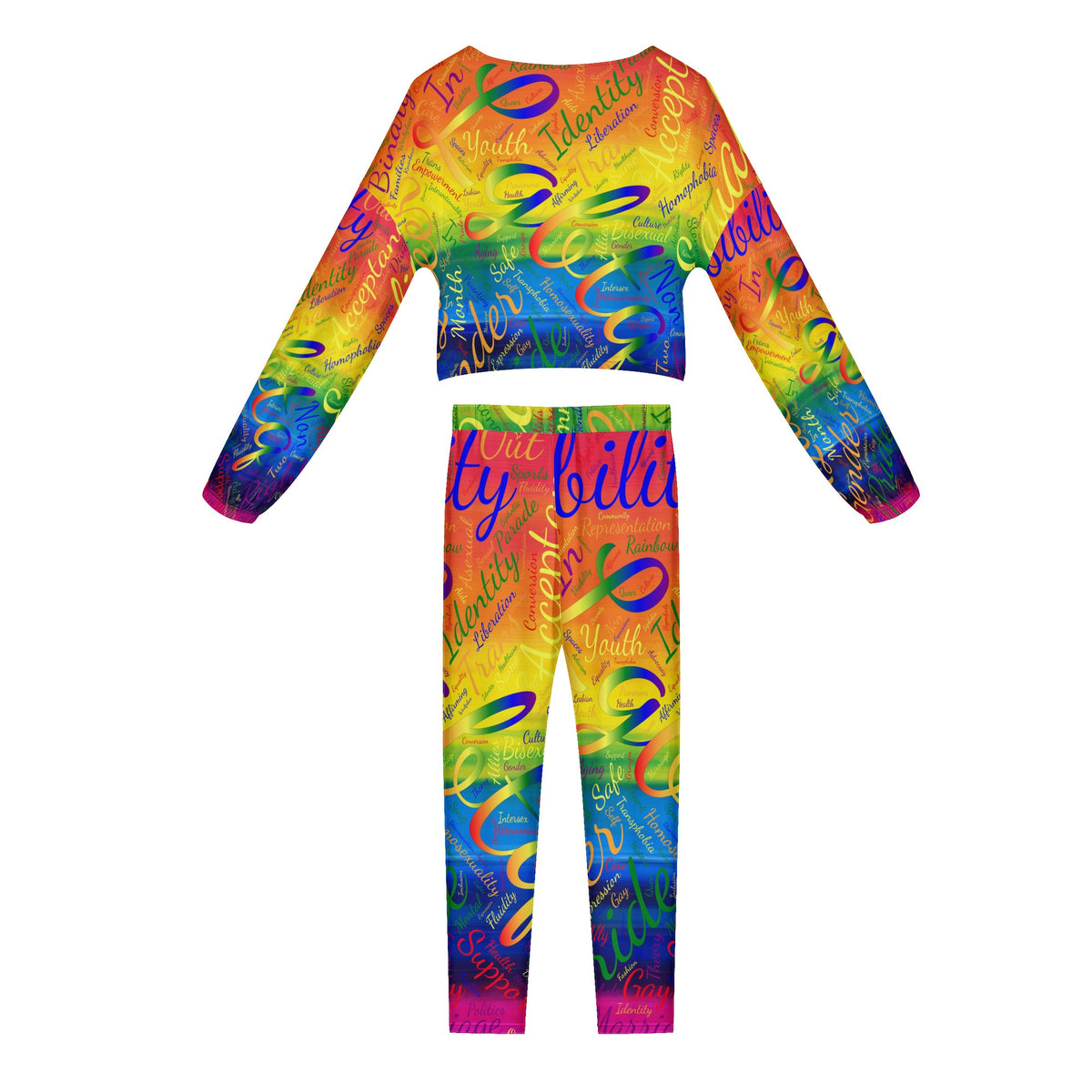 LGBTQ Word Cloud Sexy 2 Pieces Set Outfit for Women