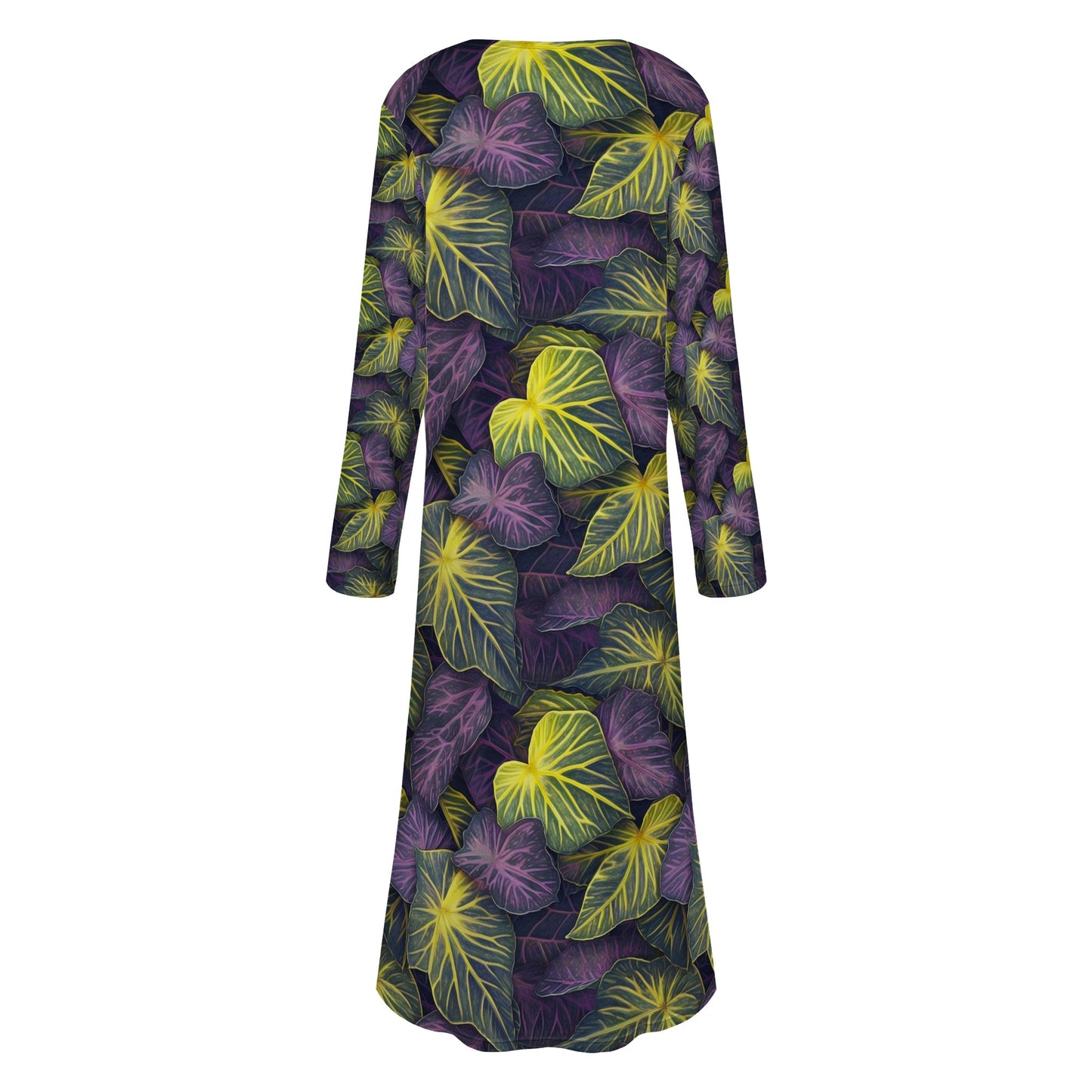 Luxtrini Iridescent Syngonium: Purple and Yellow Women's Casual Long Open Front Cardigan