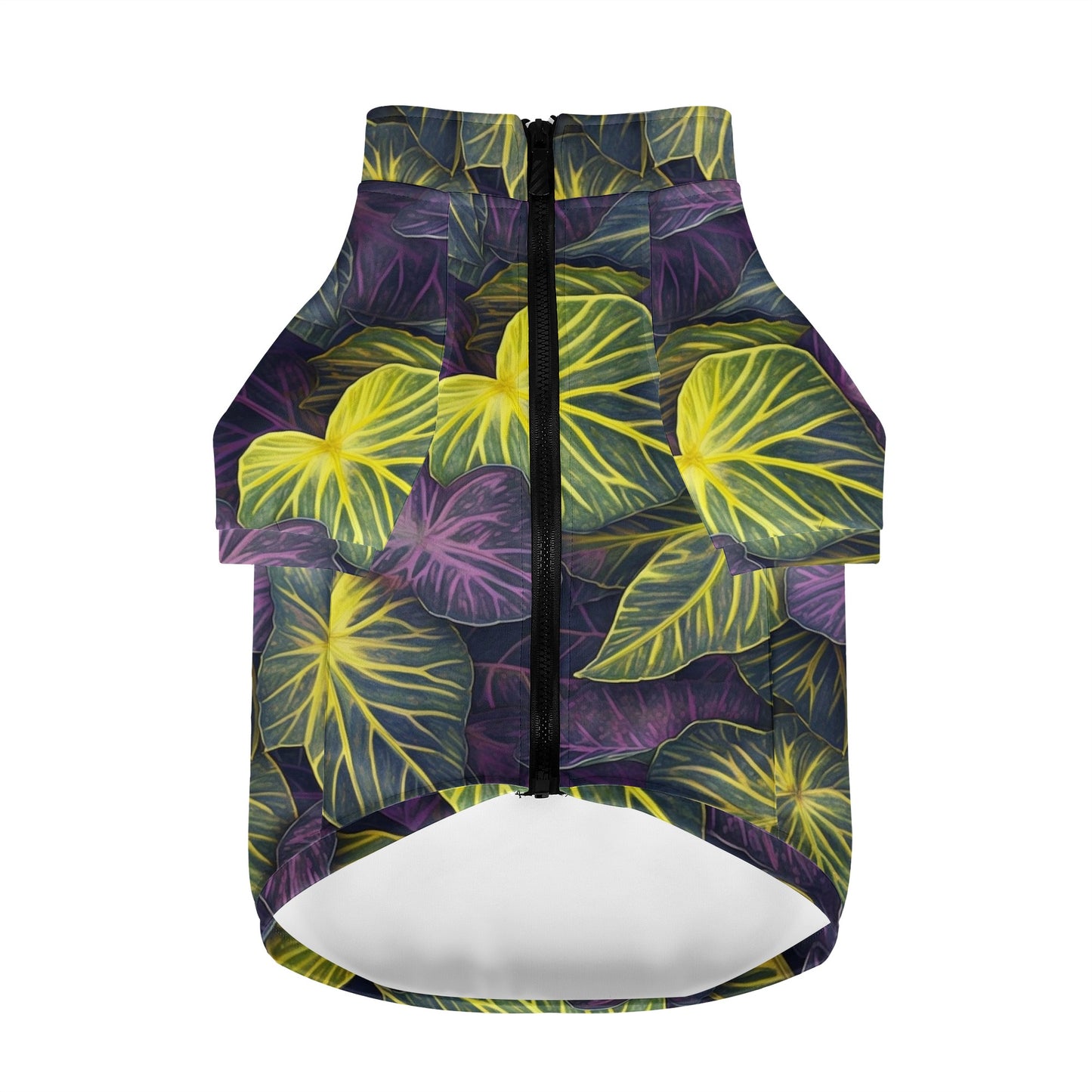 Luxtrini Iridescent Syngonium: Purple and Yellow Pet round neck sweater