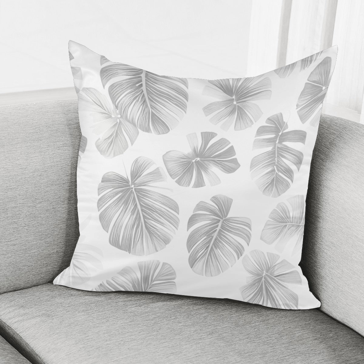 White Monstera Pillow Cover