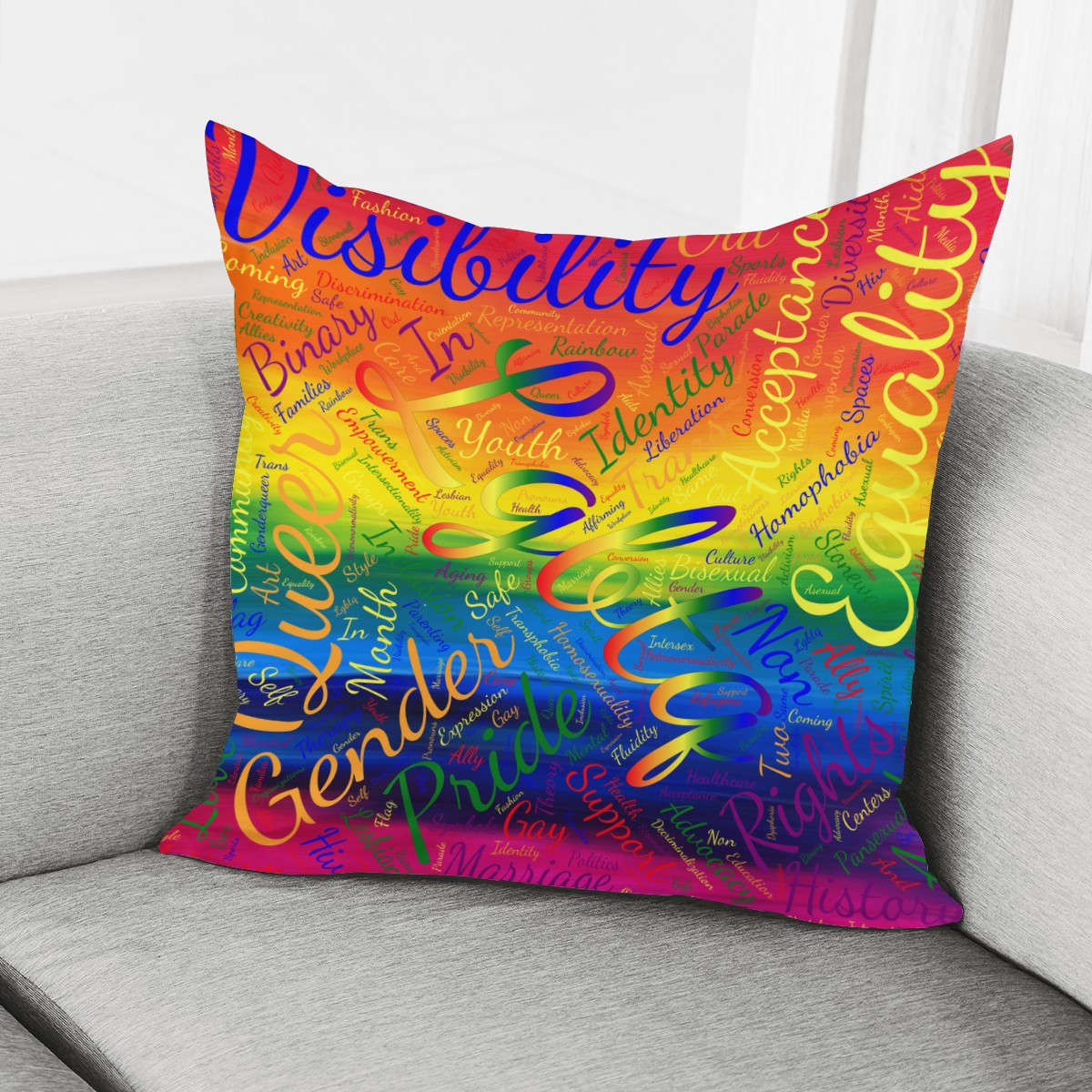 LGBTQ Word Cloud Pillow Cover