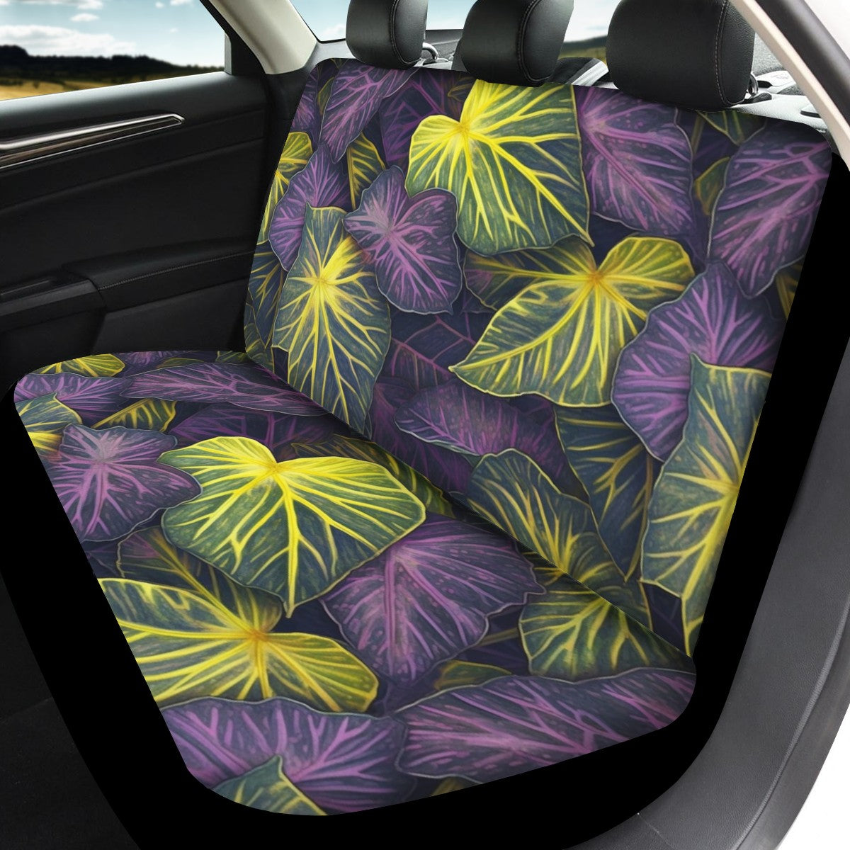 Luxtrini Iridescent Syngonium: Purple and Yellow Car Seat Cover Set