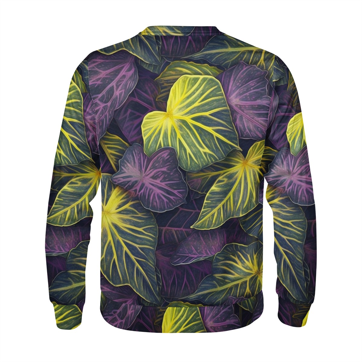 Luxtrini Iridescent Syngonium: Purple and Yellow Women's All Over Print Sweater