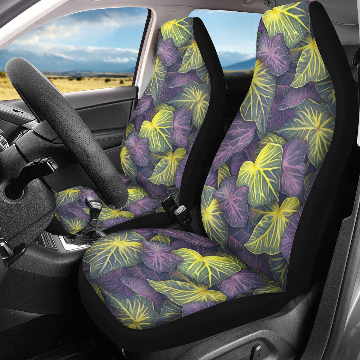 Luxtrini Iridescent Syngonium: Purple and Yellow Car Seat Covers