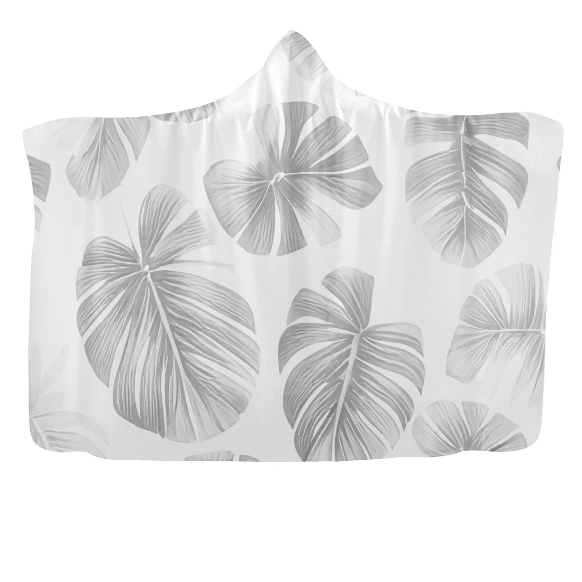White Monstera Hooded Blanket