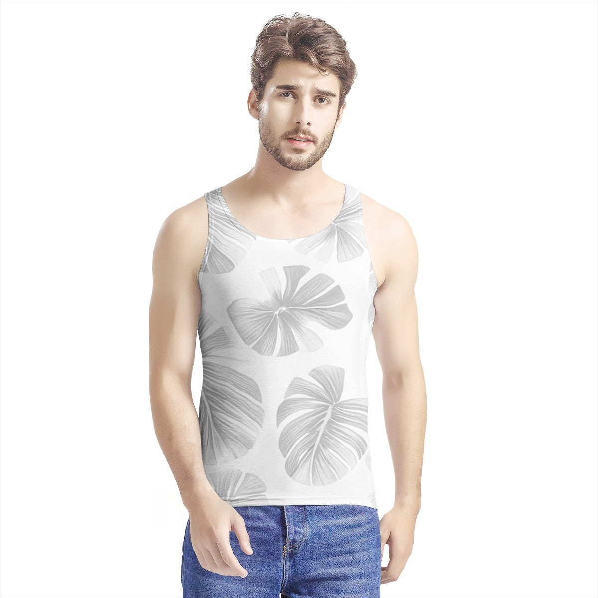 White Monstera Men's All Over Print Tank