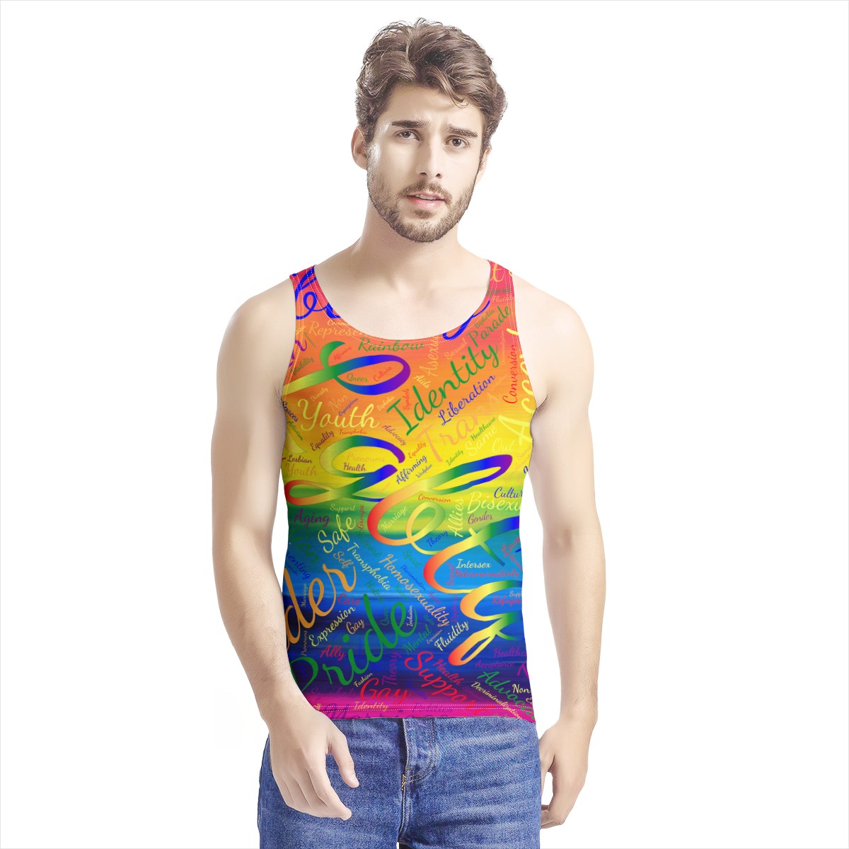 LGBTQ Word Cloud Men's All Over Print Tank