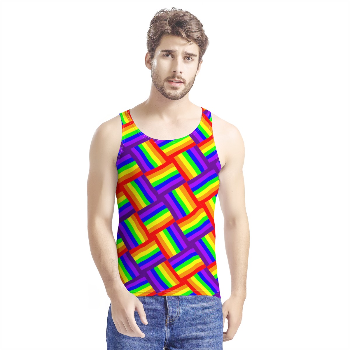 Rainbow Weave Men's All Over Print Tank