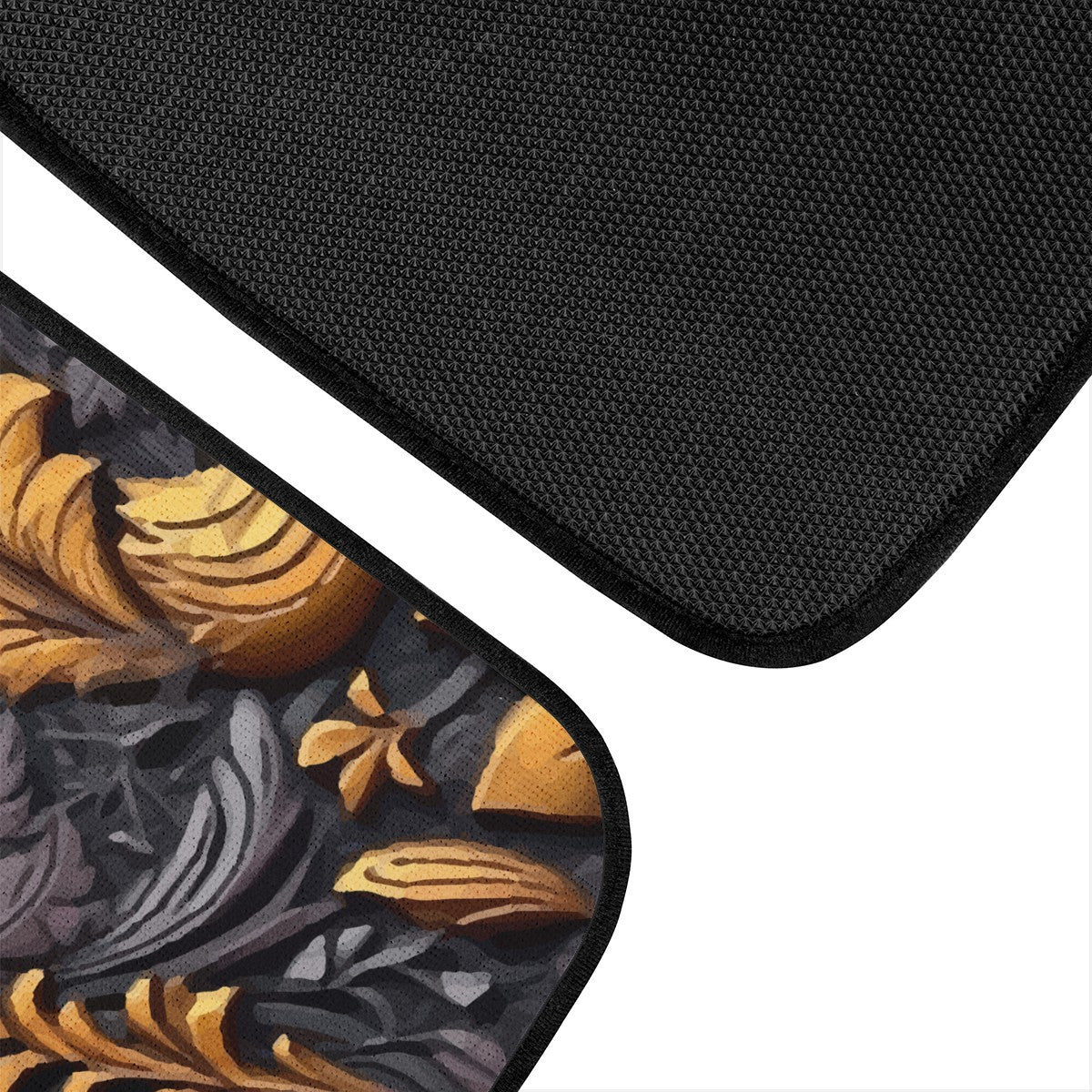 Gold Flowers Woodcut Car Floor Mats
