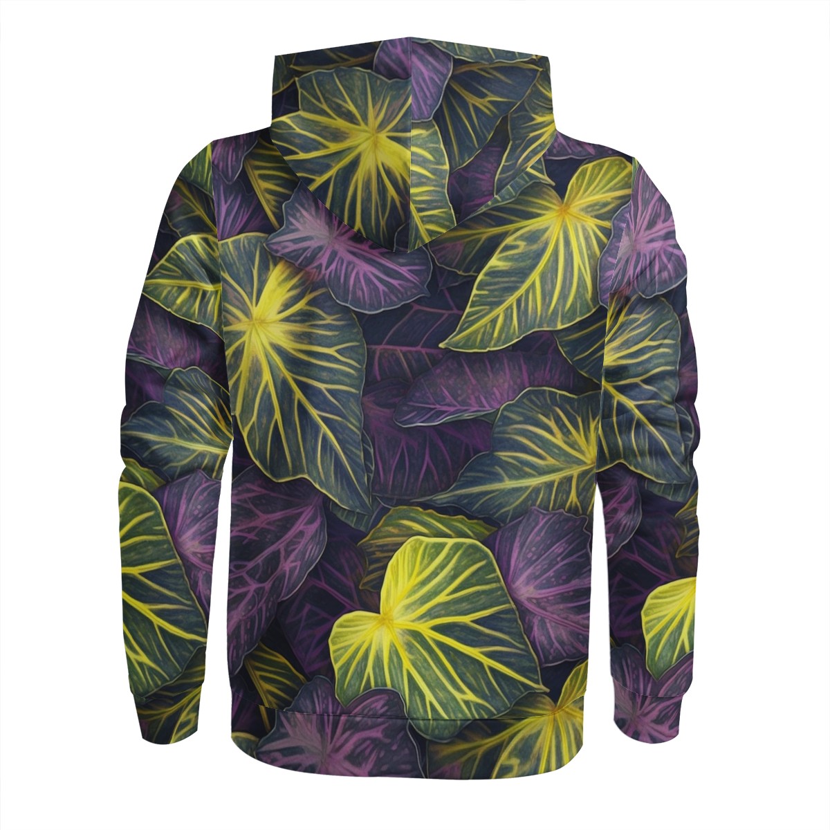 Luxtrini Iridescent Syngonium: Purple and Yellow Men's All Over Print Hoodie