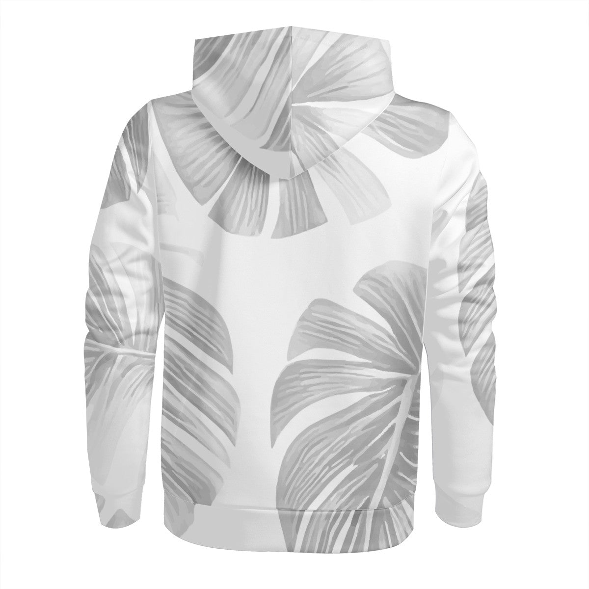 White Monstera Men's All Over Print Zip Hoodie