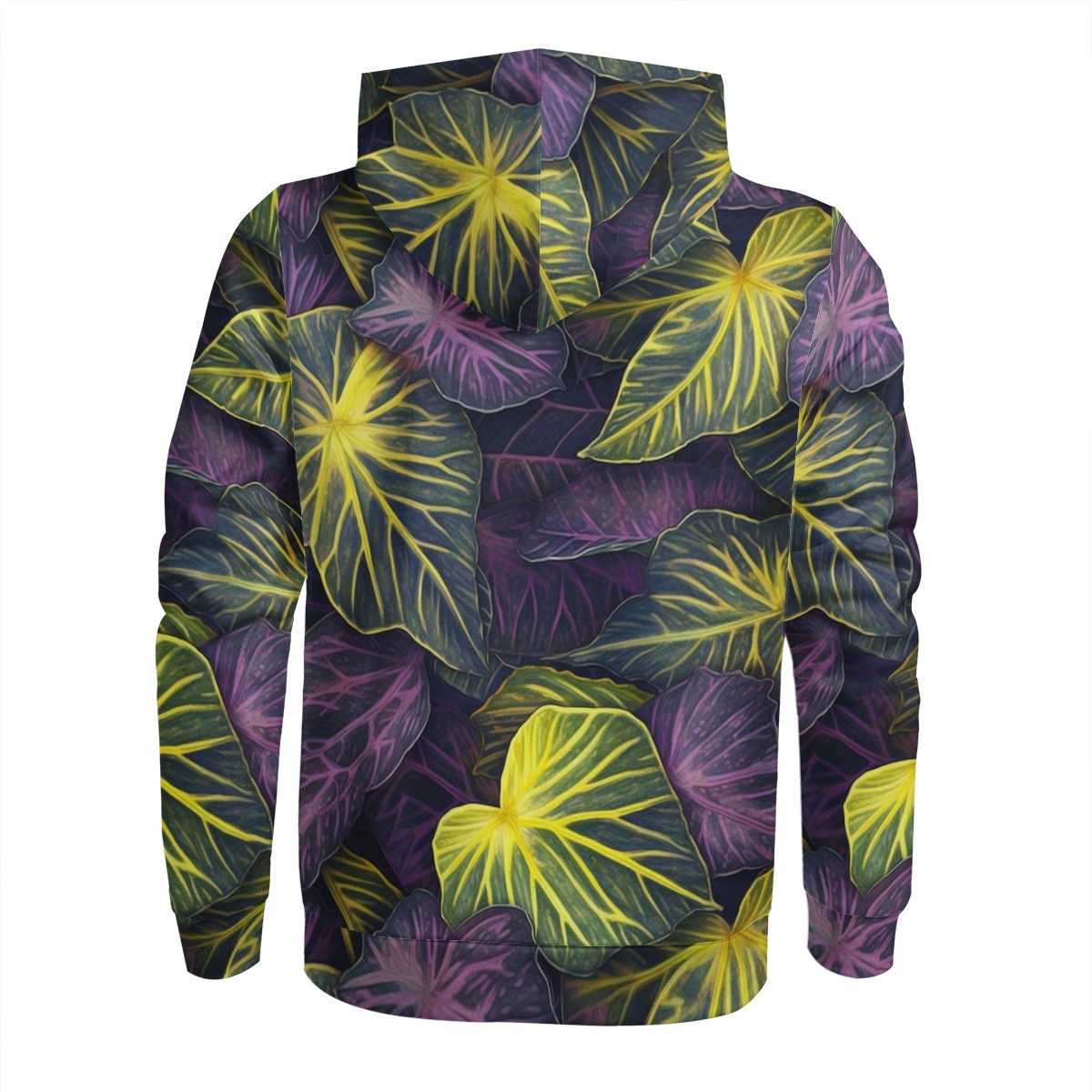 Luxtrini Iridescent Syngonium: Purple and Yellow Women's All Over Print Zip Hoodie