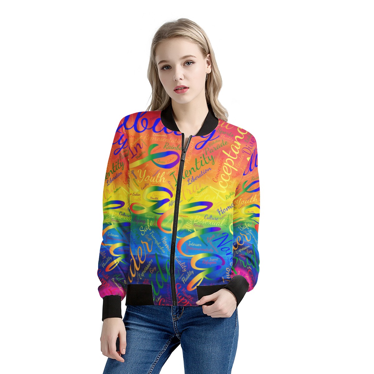 LGBTQ Word Cloud Women's Bomber Jacket