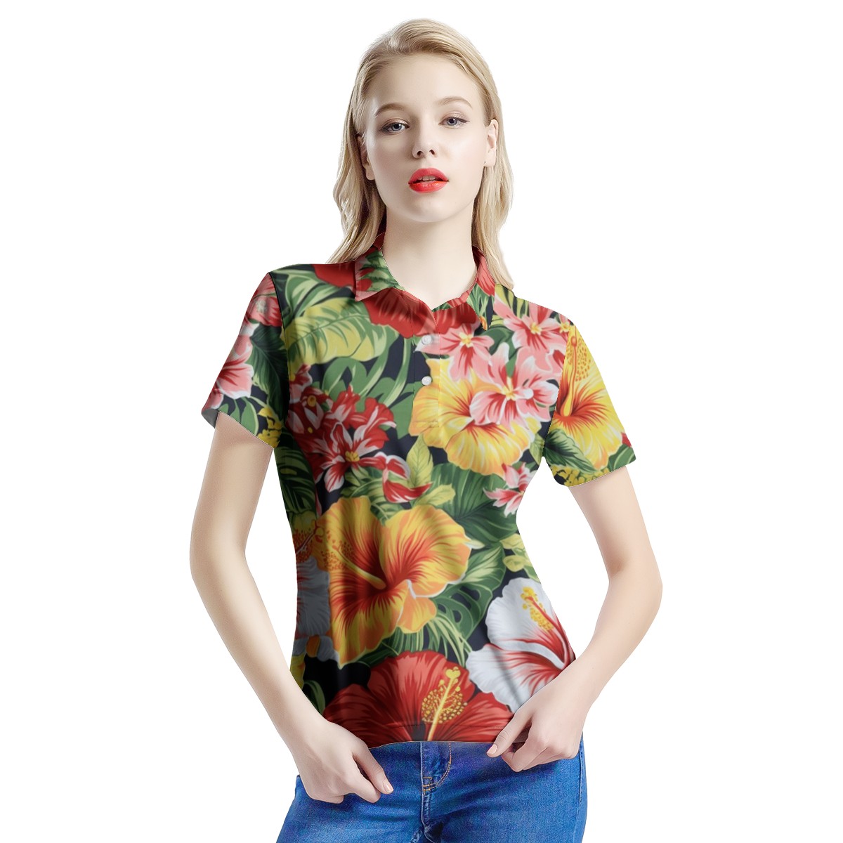 Hibiscus Women's All Over Print Polo Shirt