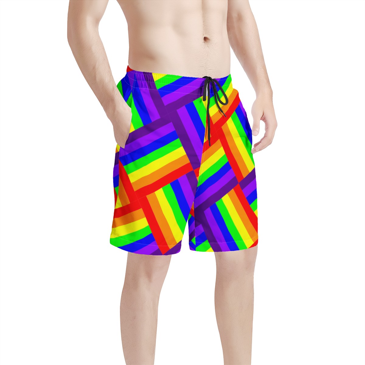 Rainbow Weave Men's All Over Print Board Shorts