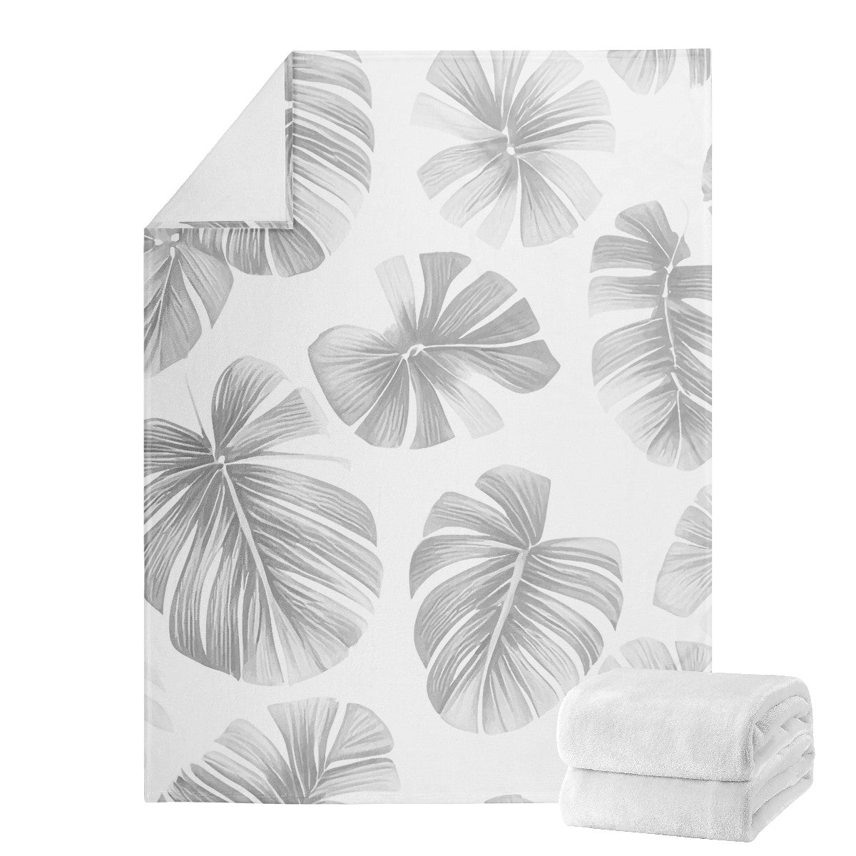 White Monstera Blankets