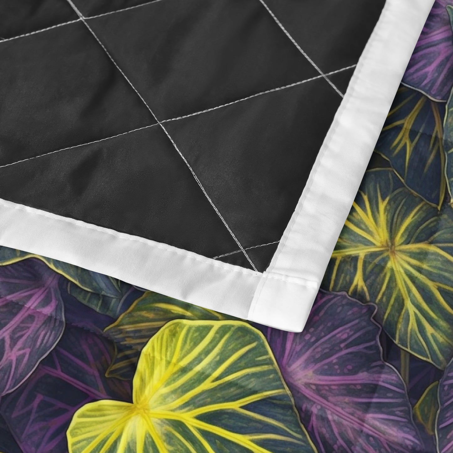 Luxtrini Iridescent Syngonium: Purple and Yellow Quilt Bed