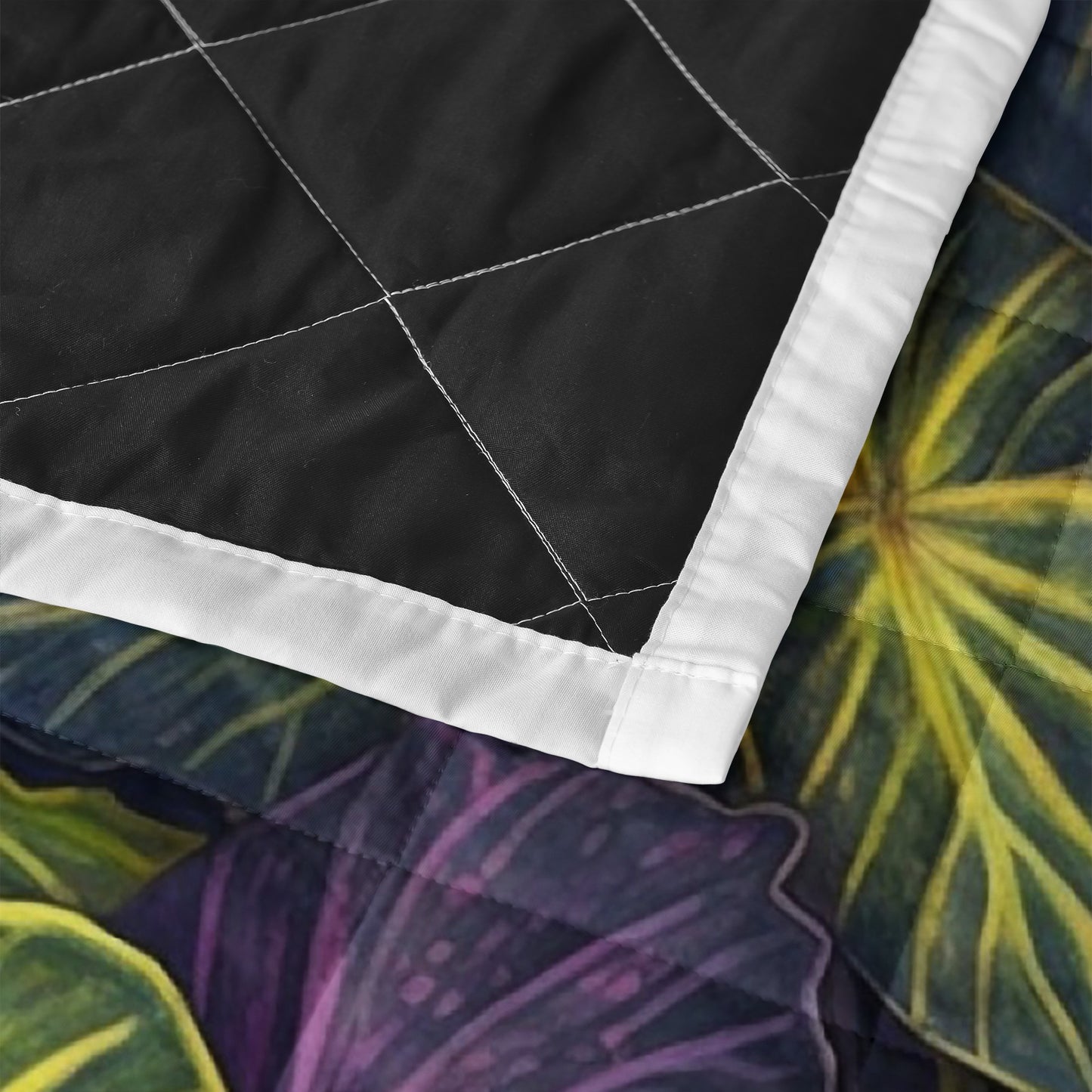Luxtrini Iridescent Syngonium: Purple and Yellow Quilt Bed Set