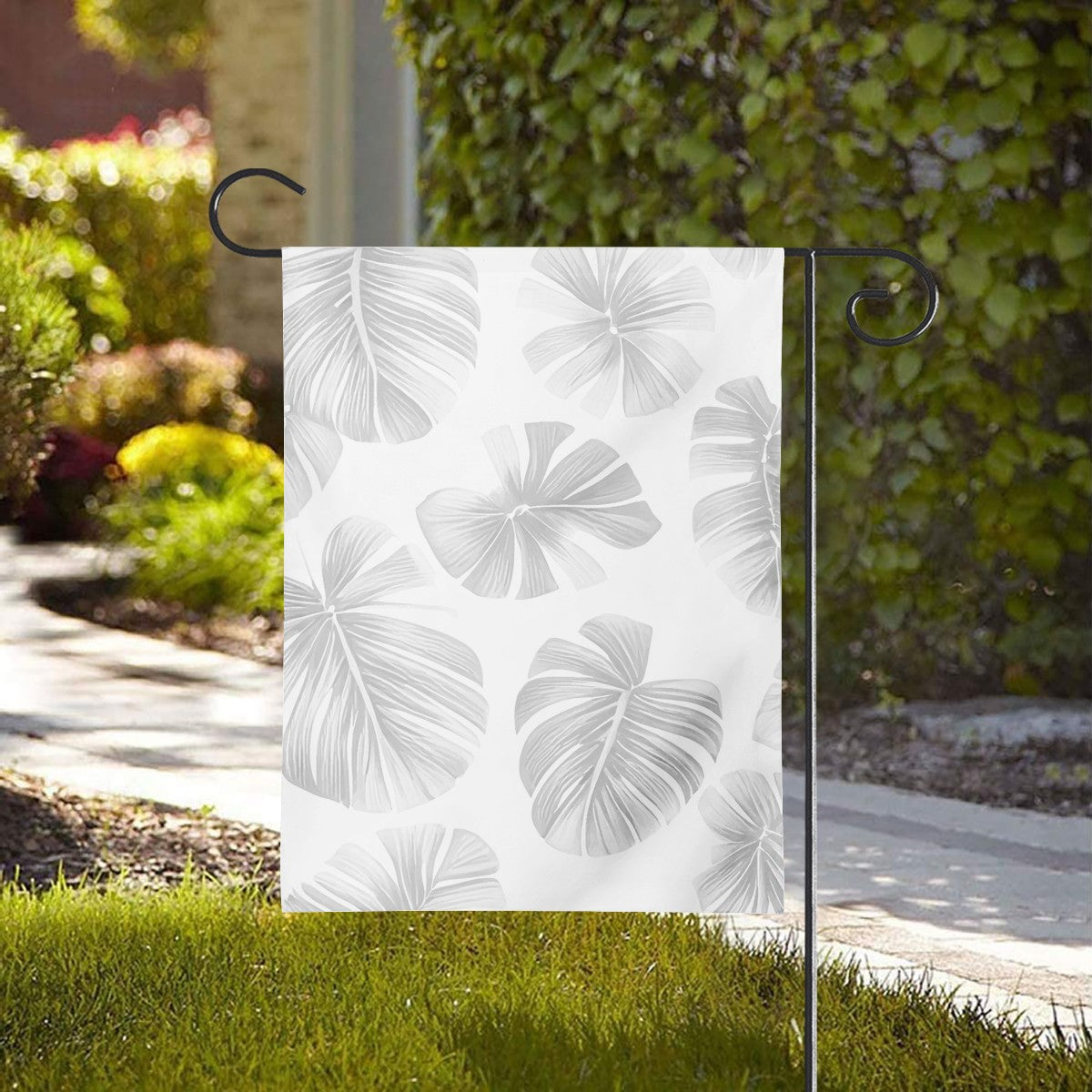 White Monstera House Flags