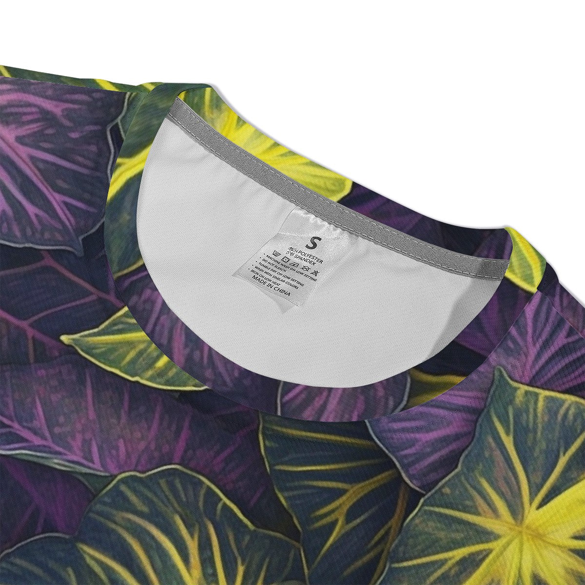 Luxtrini Iridescent Syngonium: Purple and Yellow Men's All Over Print Basic Tee