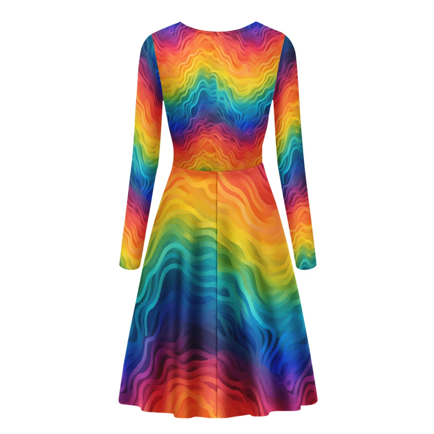 Rainbow Pride - LGBTQ Women V-Neck Long Sleeve Ruffle Dress