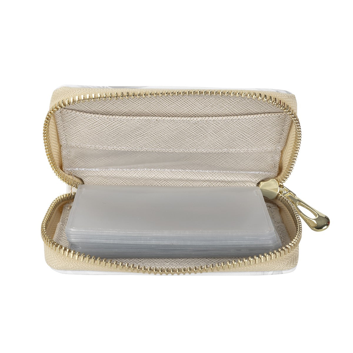 White Monstera Zipper Card Holder