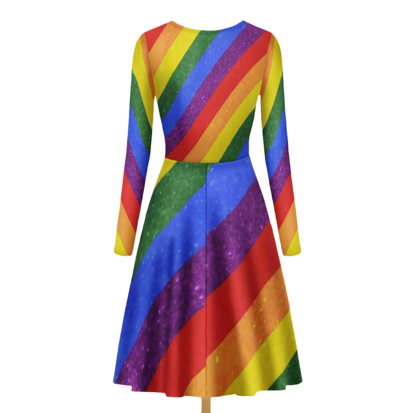 LGBT Pride Women Scoop Neck Long Sleeve Ruffle Dress