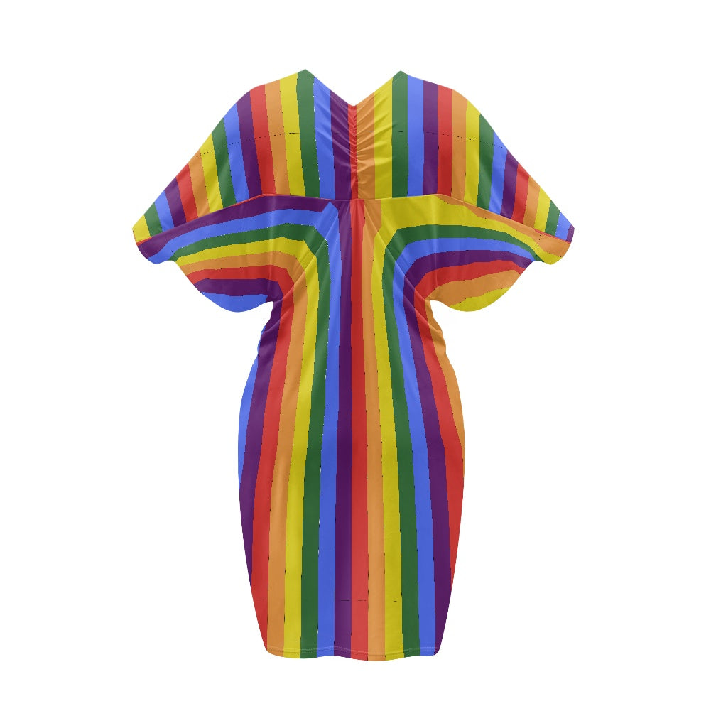Rainbow Bat-sleeve hip dress