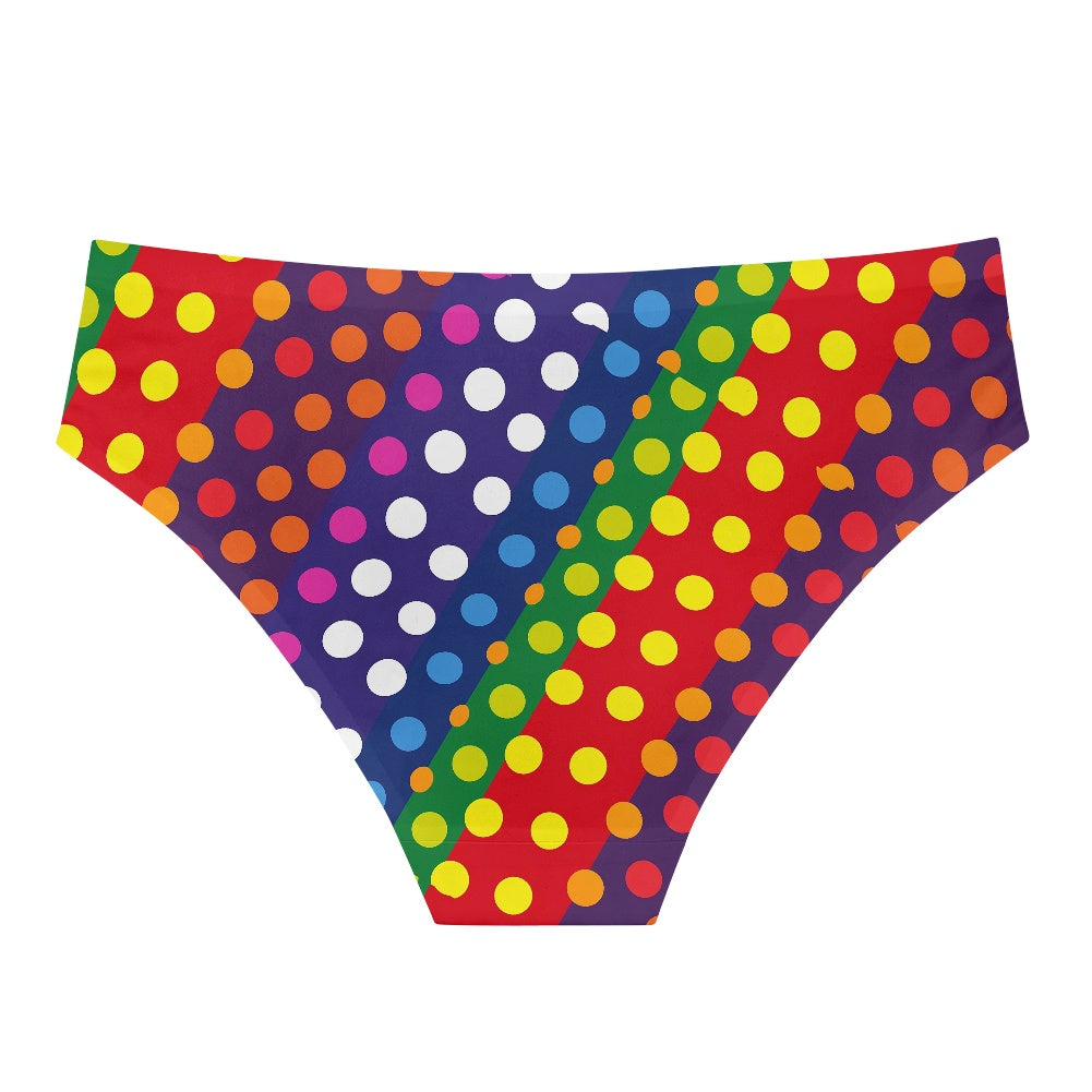 LGBTQ-Friendly Rainbow Polka Dot Women's Polyester Low Waisted Underwear by Luxtrini