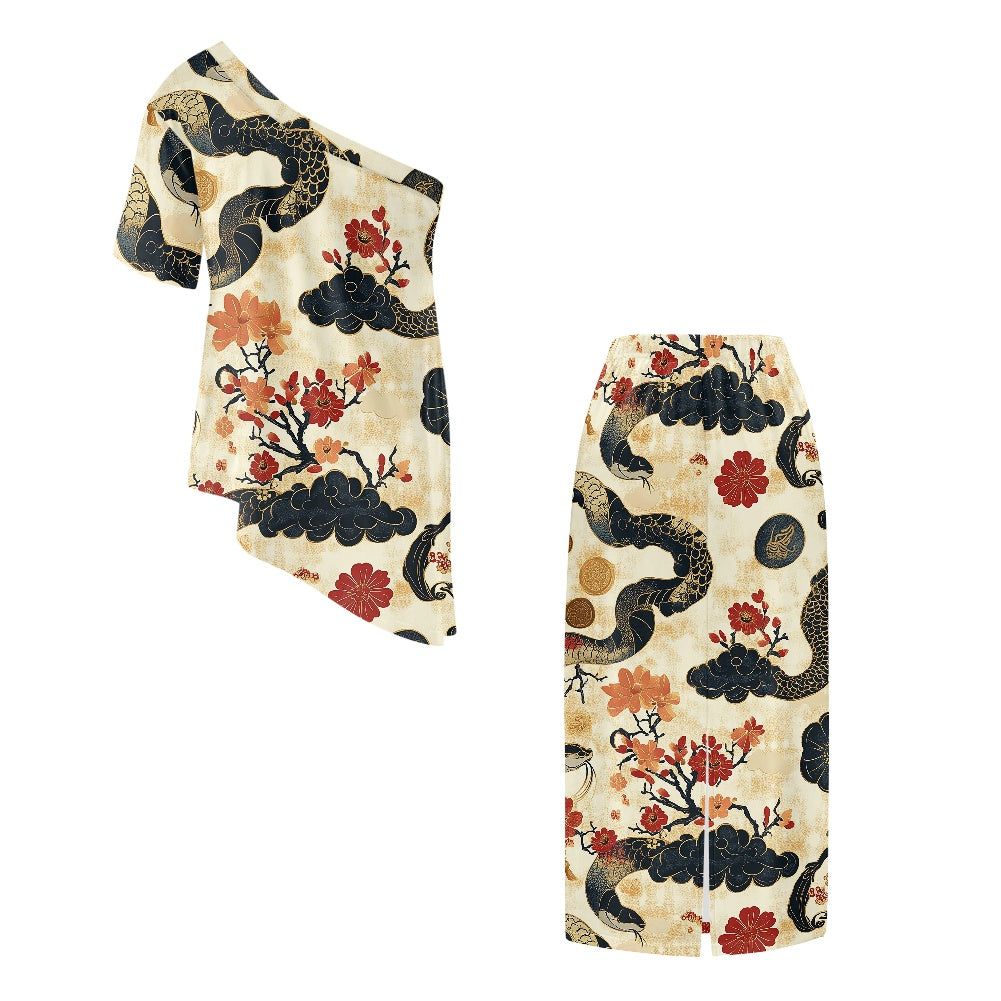 Elegant Off-Shoulder Two-Piece Dress for Women