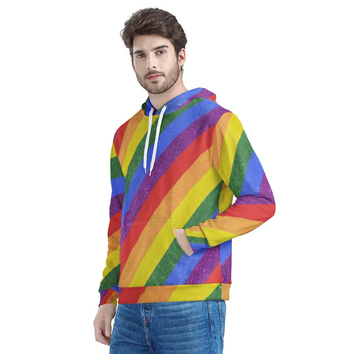 Men's All Over Print Hoodie - LGBT Pride Flag