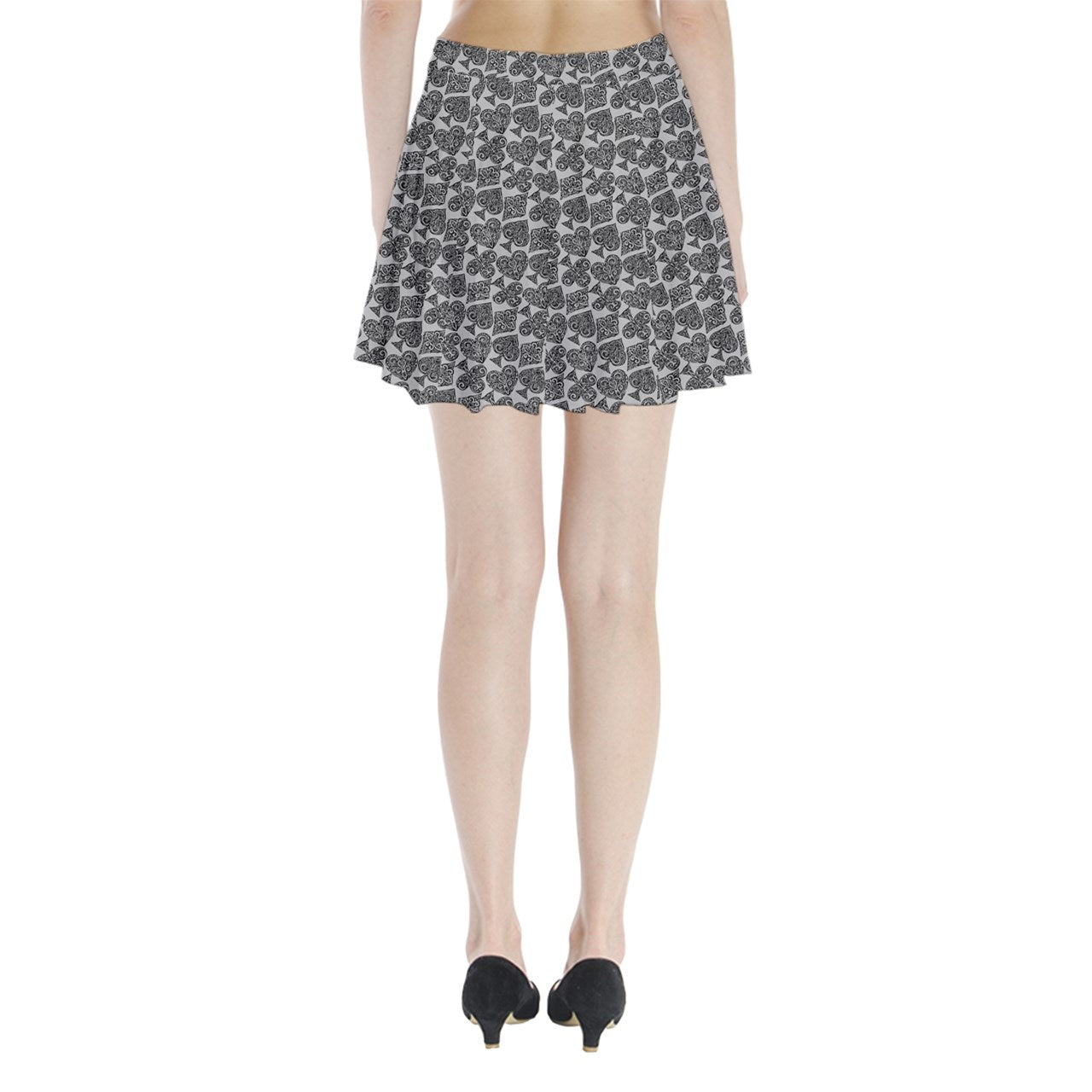 Playing Cards Gray Pleated Mini Skirt