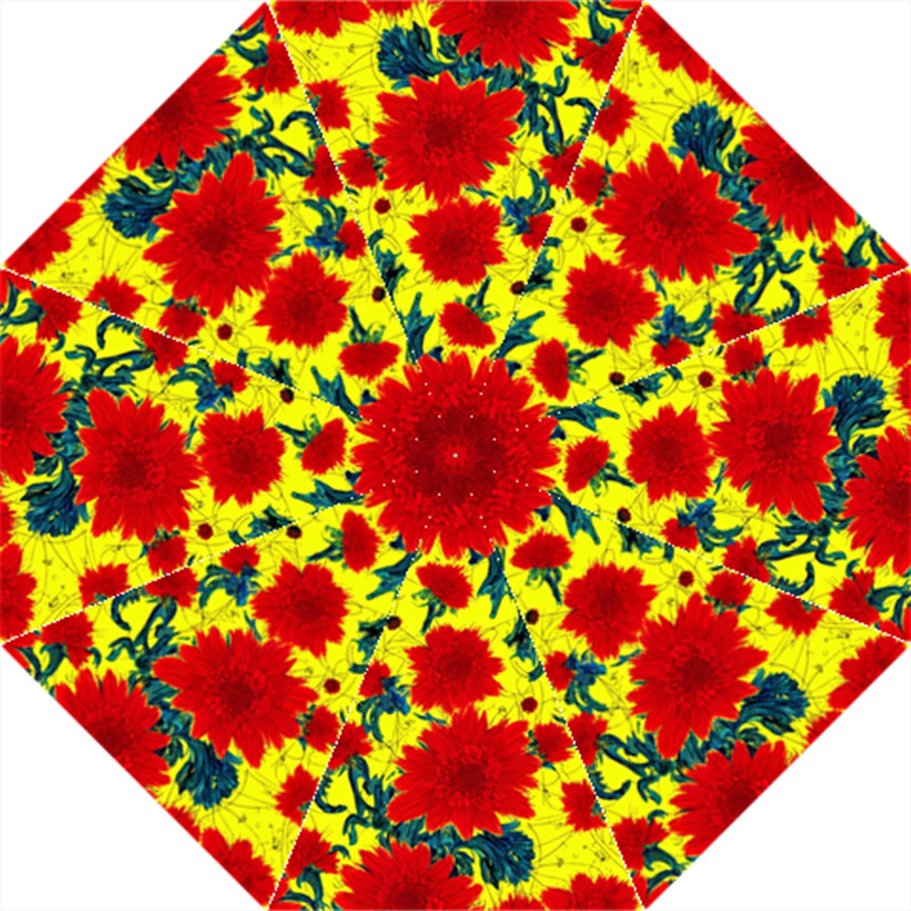 Red Flowers on Yellow Golf Umbrella