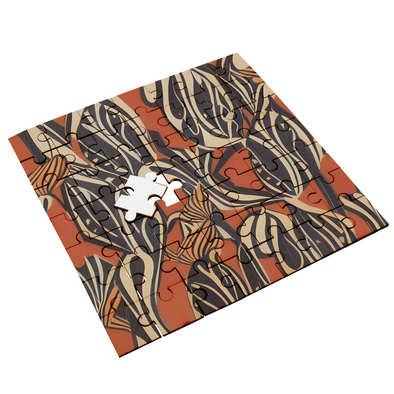 African - Ethnic Wooden Puzzle Square