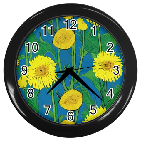 Sunflower Wall Clock (Black)