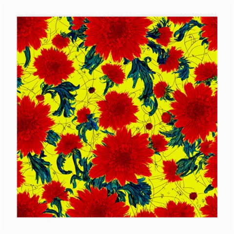 Red Flowers on Yellow Medium Glasses Cloth