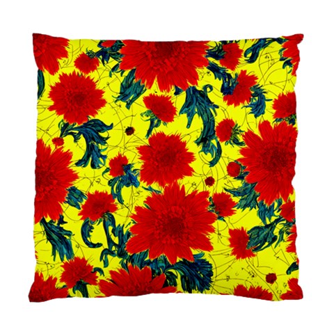 Red Flowers on Yellow Standard Cushion Case (Two Sides)
