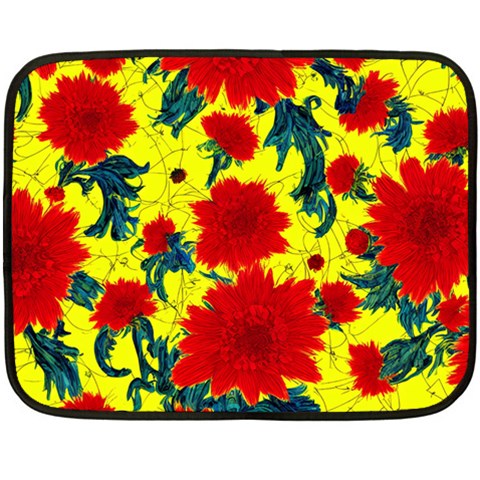 Red Flowers on Yellow Fleece Blanket (Mini)