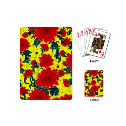 Red Flowers on Yellow Playing Cards Single Design (Mini)