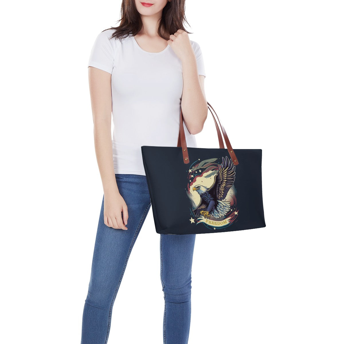 Freedom Flyer: Celebrating the Bald Eagle as a Symbol of Freedom and Strength in the USA Women's Tote Bag