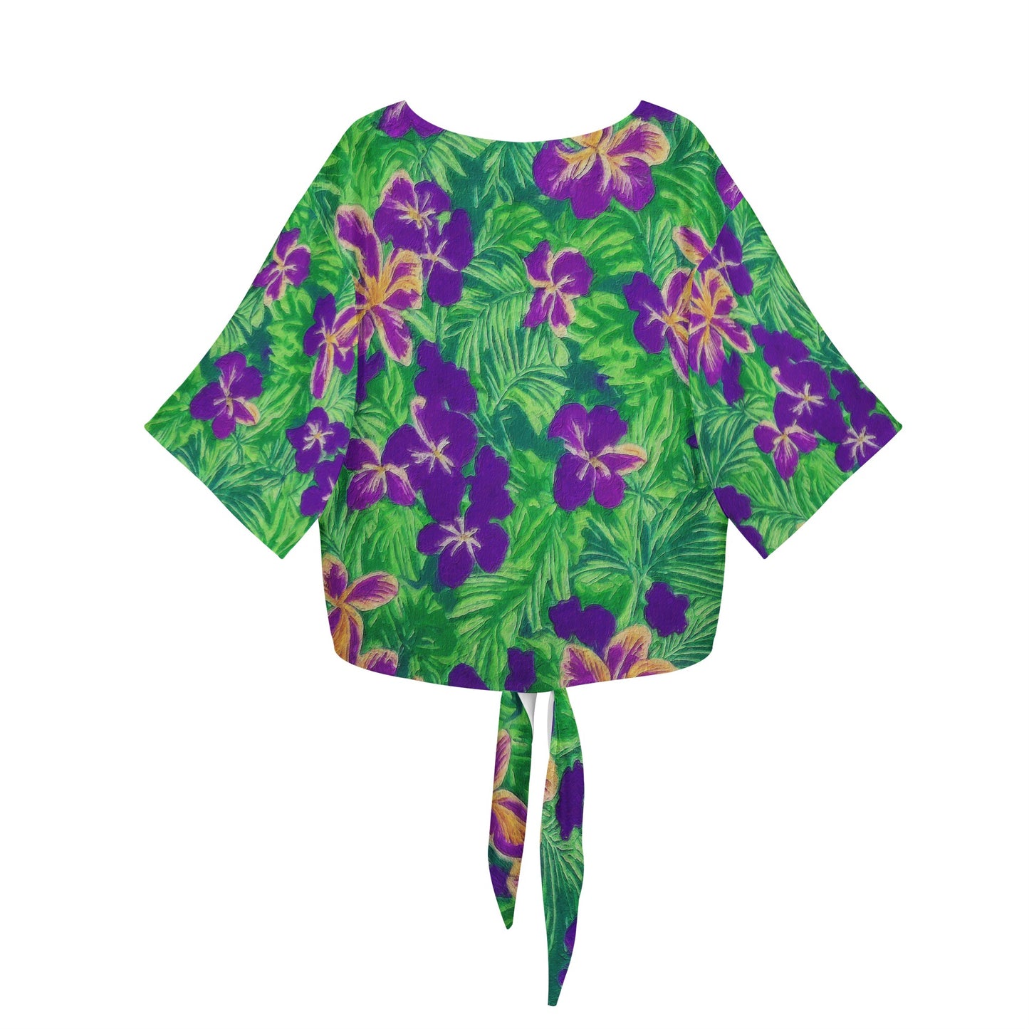 Blue Flag Iris Women V-Neck Streamers Blouse