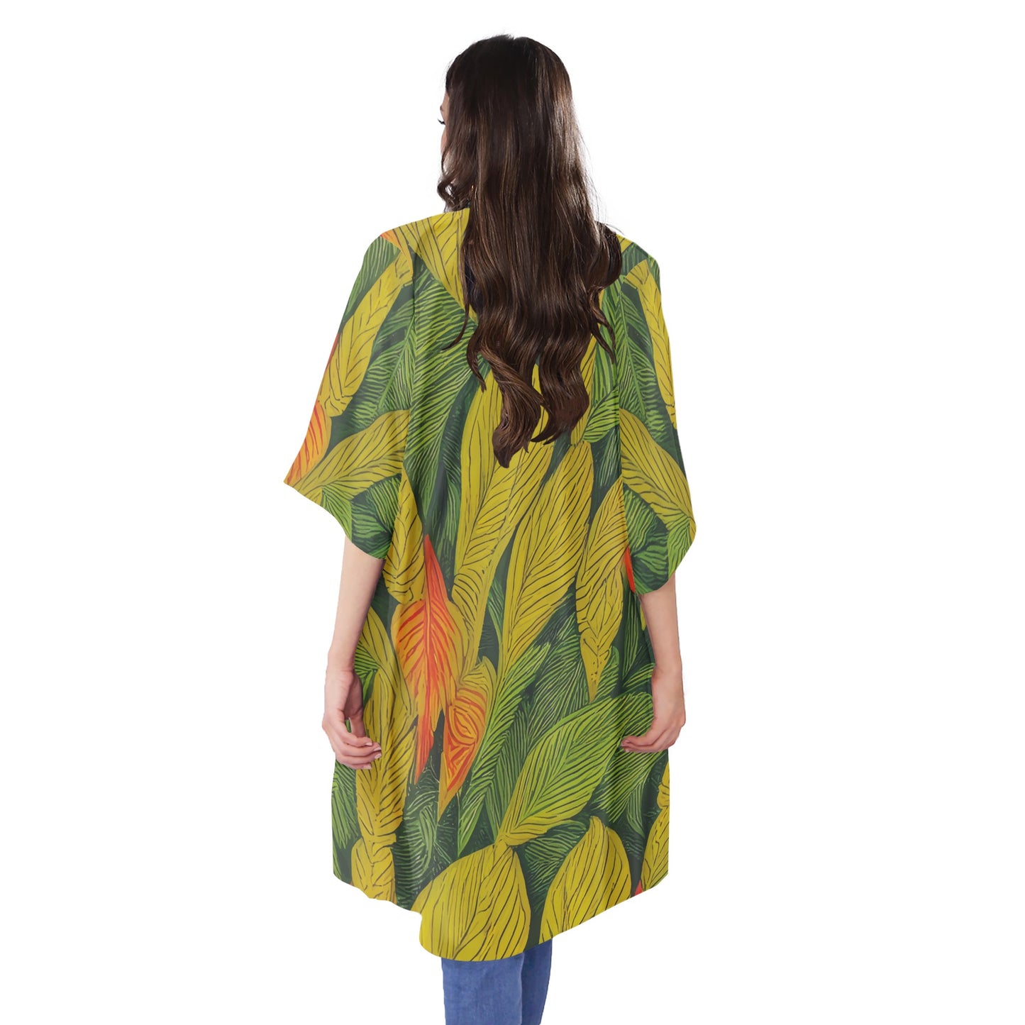Half Sleeves Kneelength Open Front Cardigan