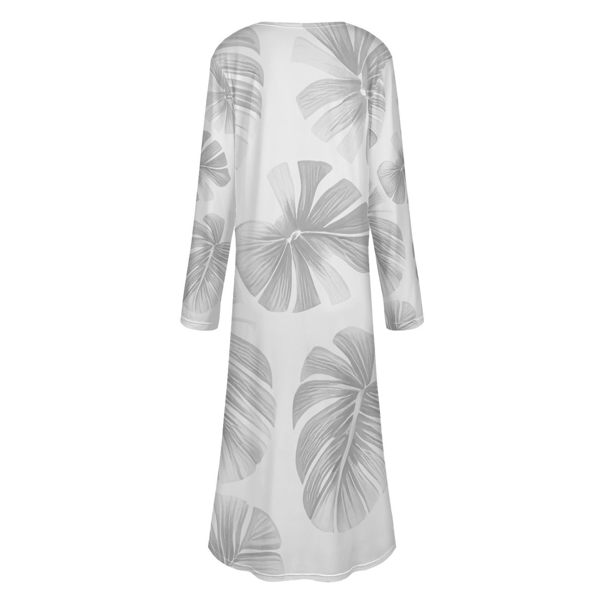 White Monstera Women's Casual Long Open Front Cardigan