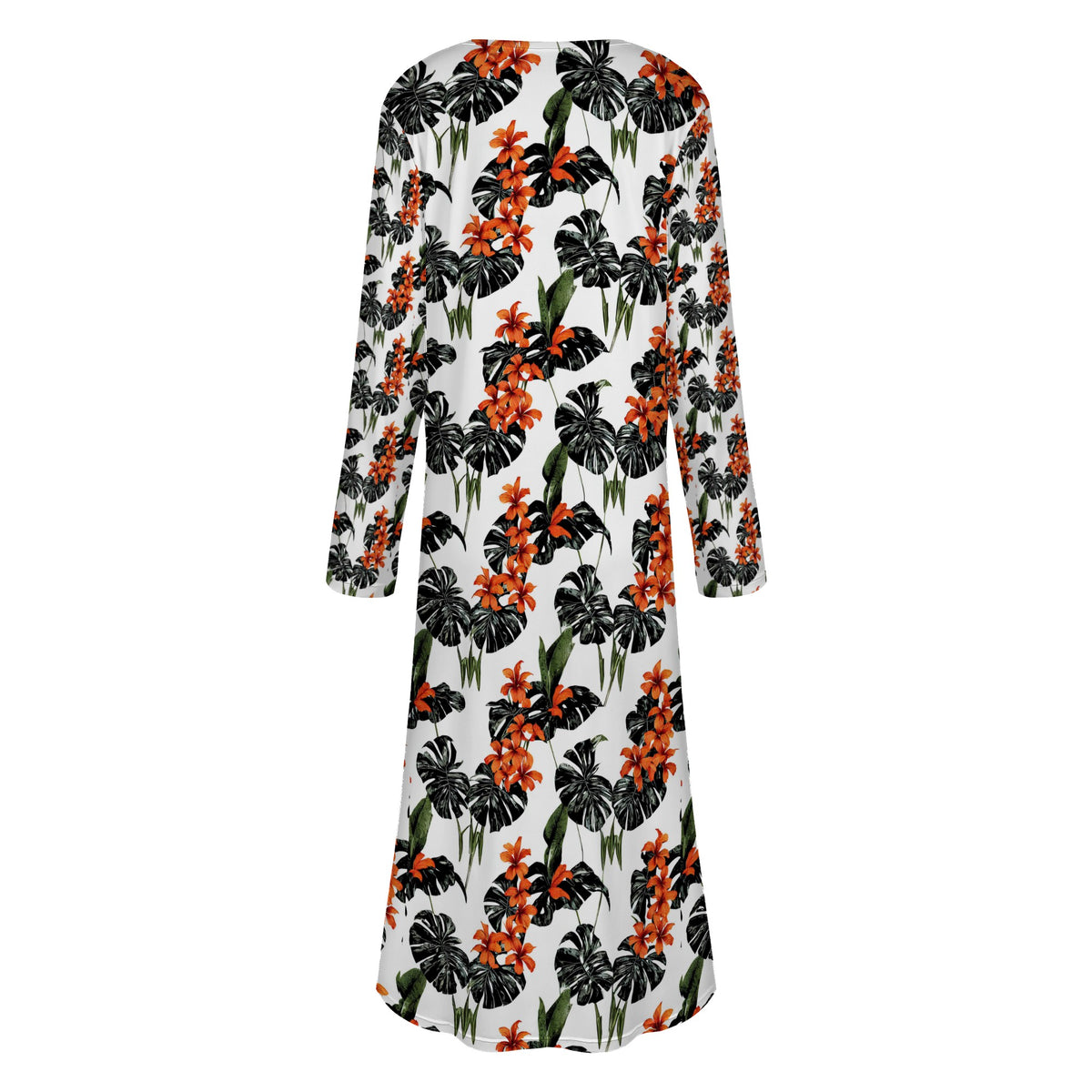 Tropical Red Women's Casual Long Open Front Cardigan