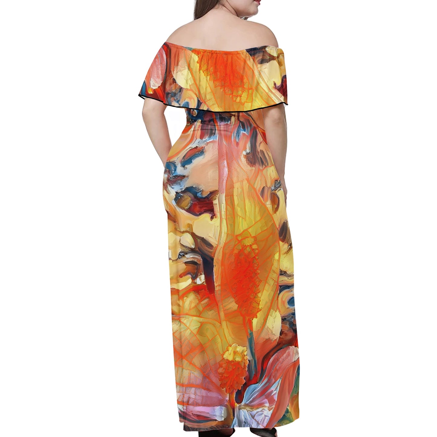 Golden Peace Lily Women Off Shoulder Maxi Dress - Sizes up to 7XL