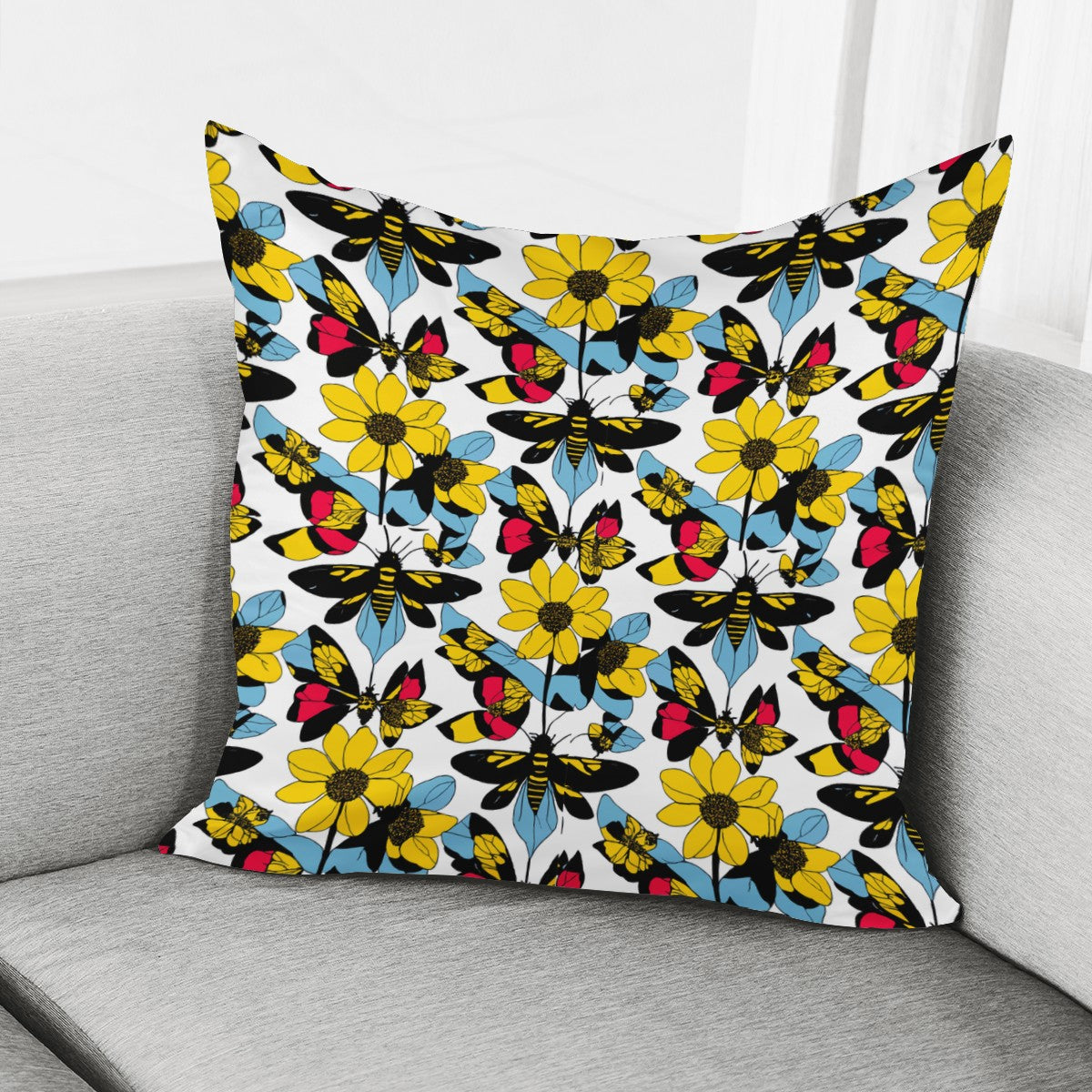 Bees and Sunflowers Pillow Cover