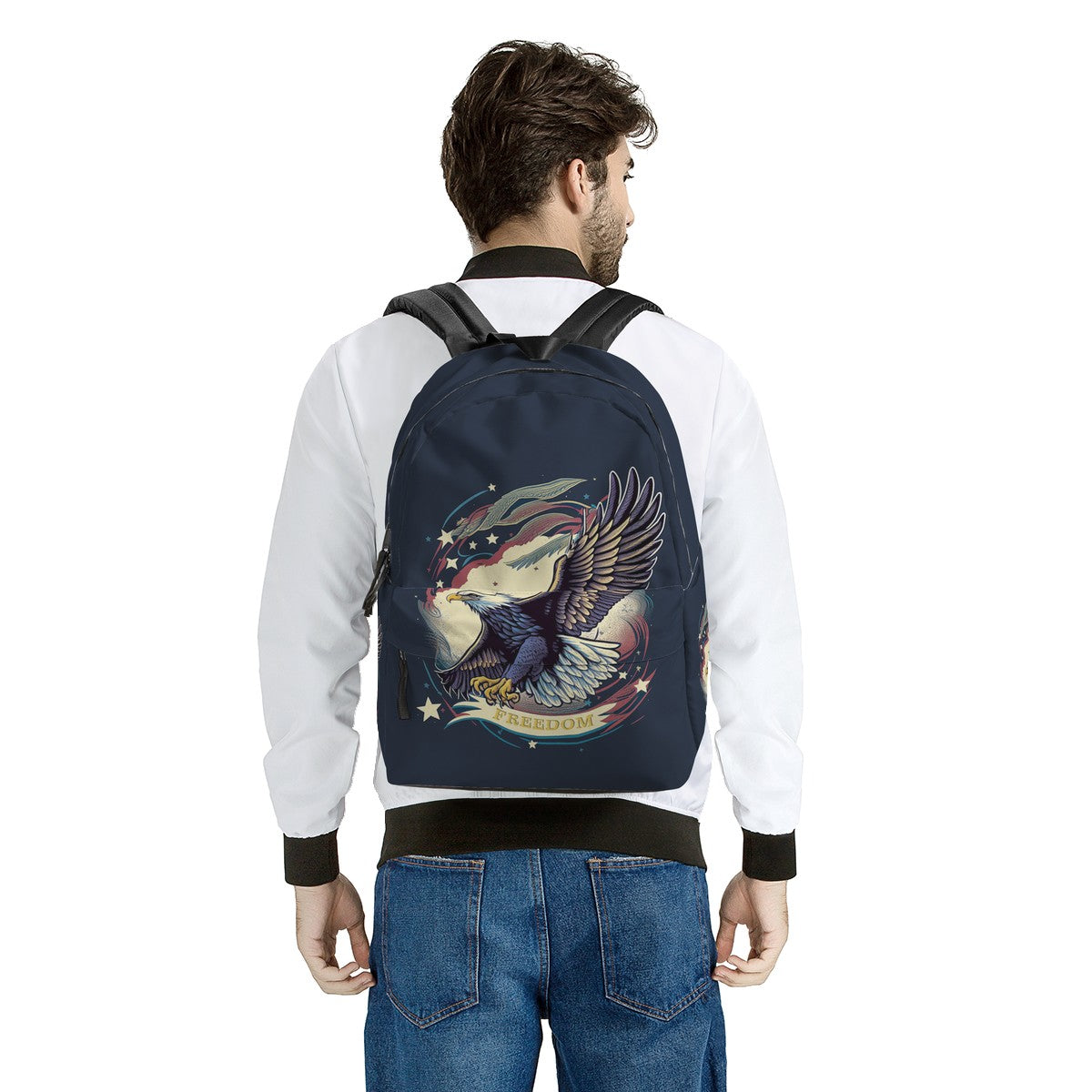 Freedom Flyer: Celebrating the Bald Eagle as a Symbol of Freedom and Strength in the USA All Over Print Cotton Backpack